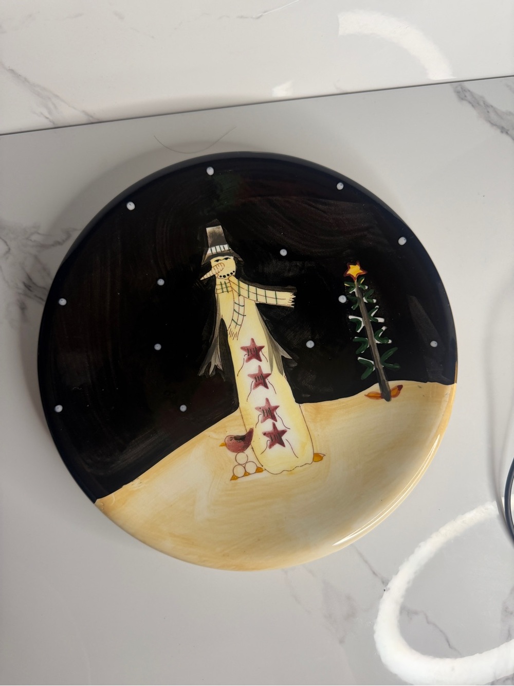 Certified International Midnight Snowman Becca Barton 8” Plates Set of 4